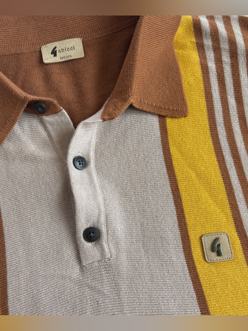 Gabicci Vintage Knitted Polo Shirt Men's 2XL Mod Soul Retro 60s 70s READ